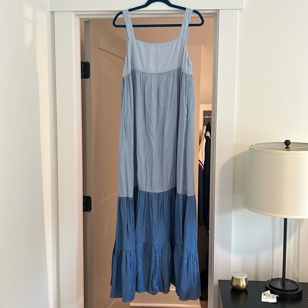 Idem Ditto denim maxi tiered dress. Size L NWT